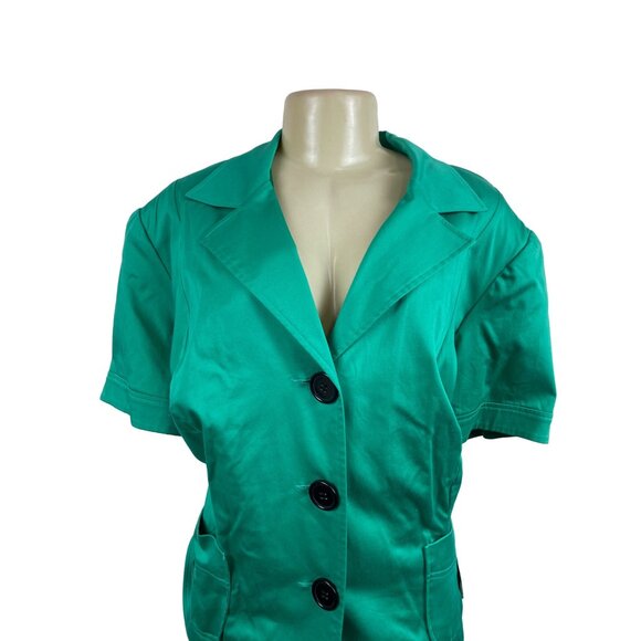 Studio I Womens Green Short Sleeve Button Down Stretchable Shirt Sz 24W - New - Picture 4 of 10